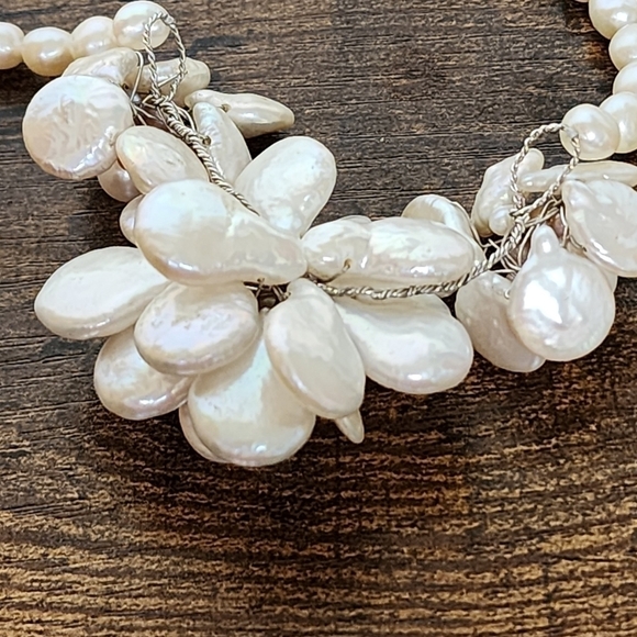 FRESHWATER Pearl Mother Of Pearl Flower Necklace Sterling Silver Hawaiian Shell. - Picture 13 of 16